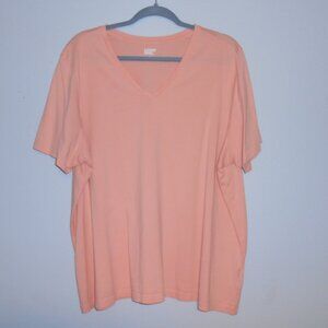 Lands' End Supima cotton V neck short sleeve T shirt top 2X